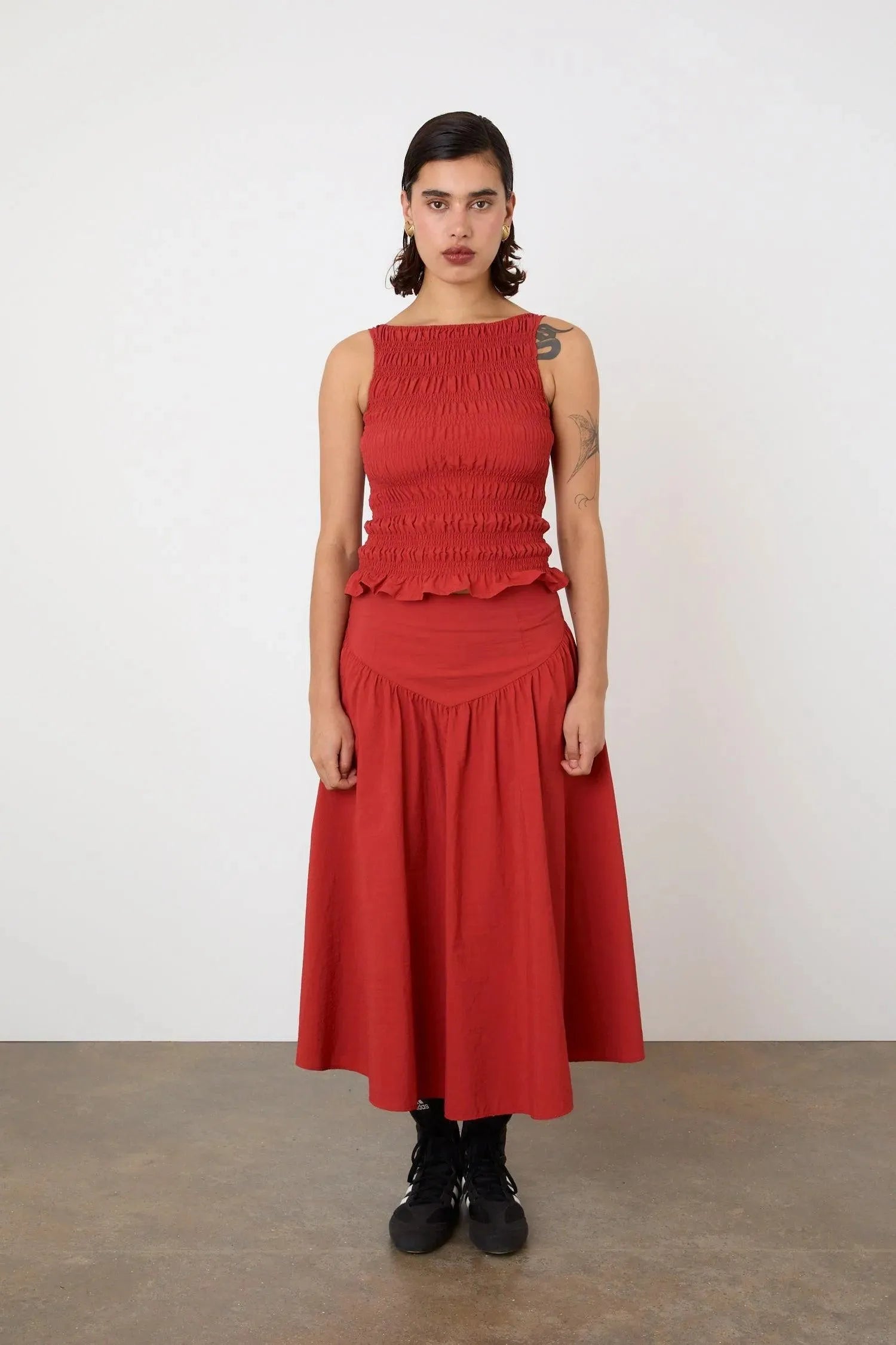 The Deba Midi Skirt Tomato