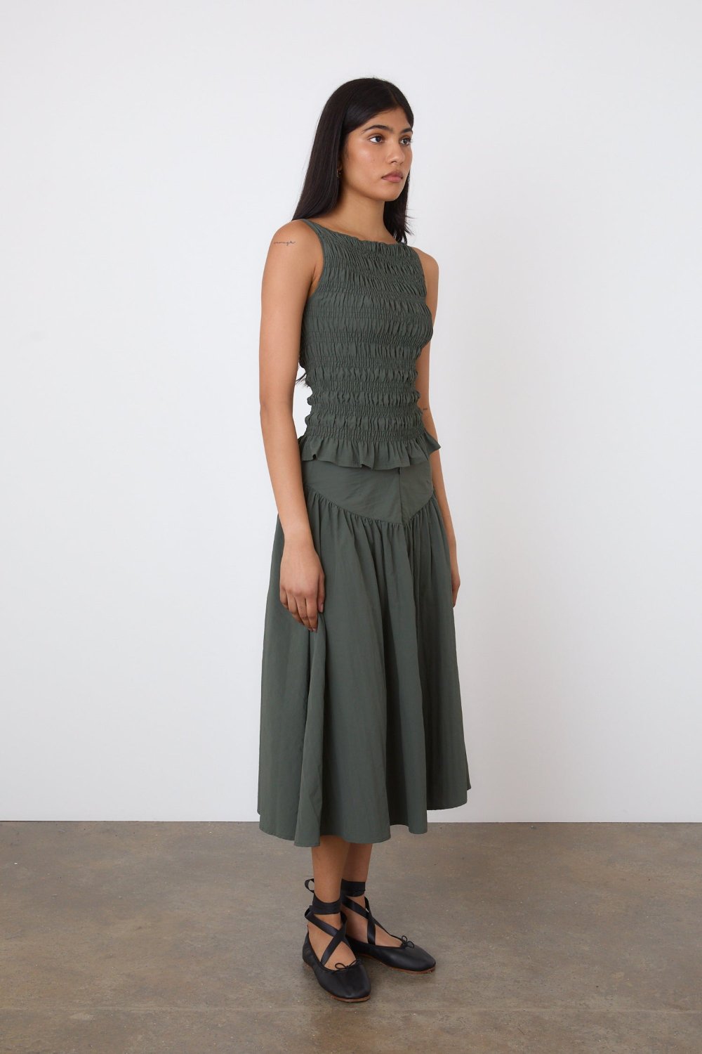 The Deba Midi Skirt, Slate Green