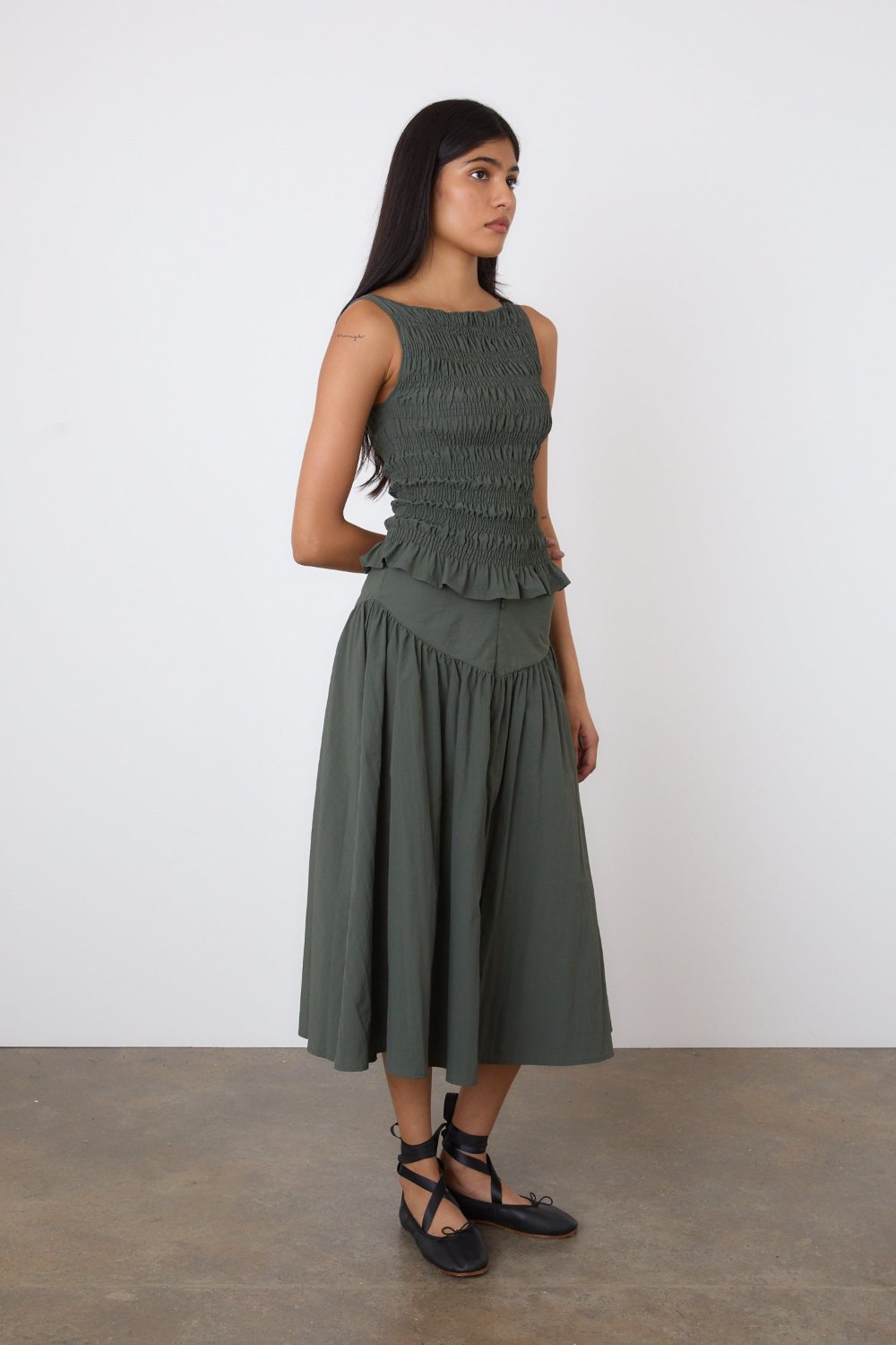 The Deba Midi Skirt, Slate Green