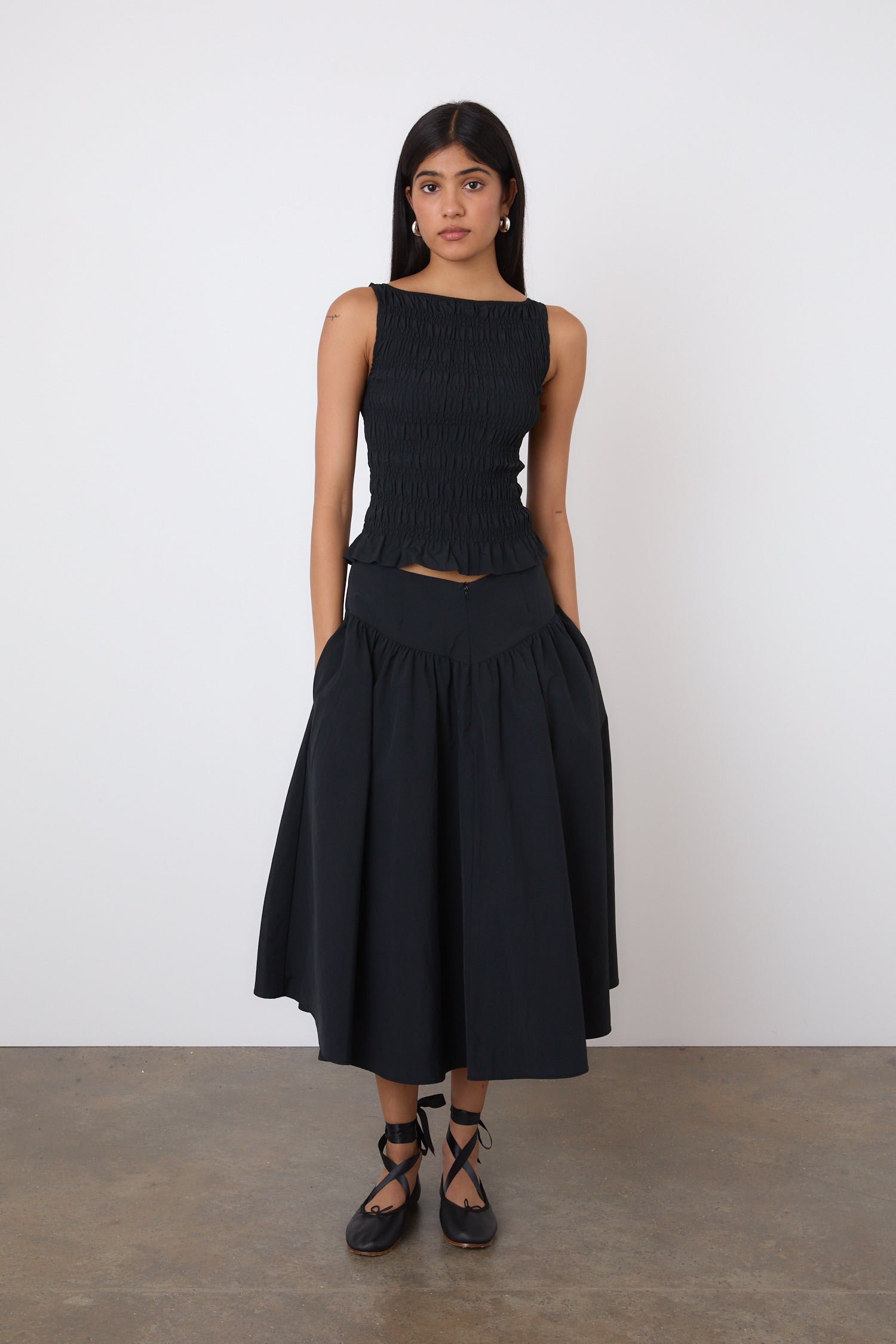 The Deba Midi Skirt, Onyx