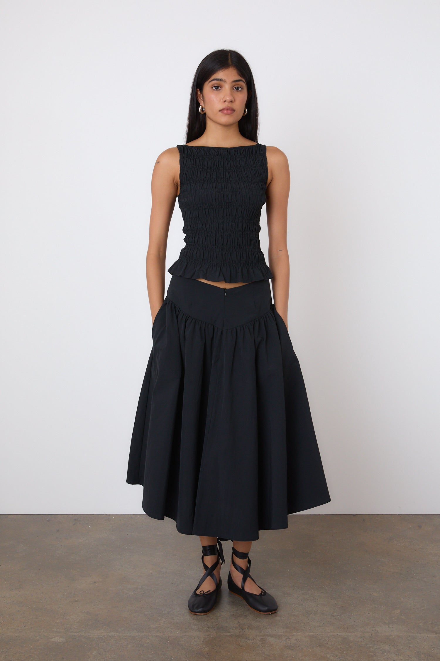 The Deba Midi Skirt, Onyx