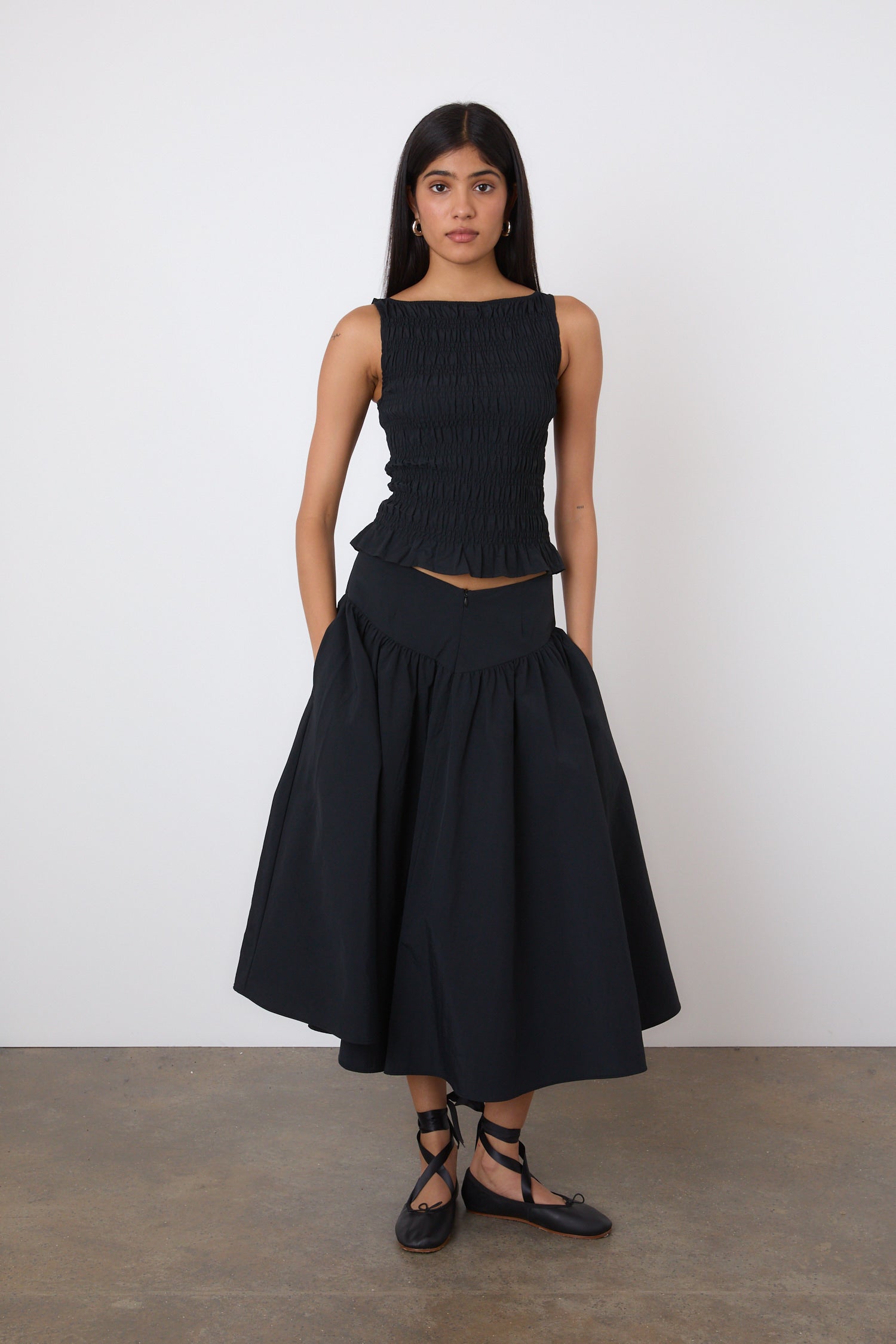 The Deba Midi Skirt, Onyx