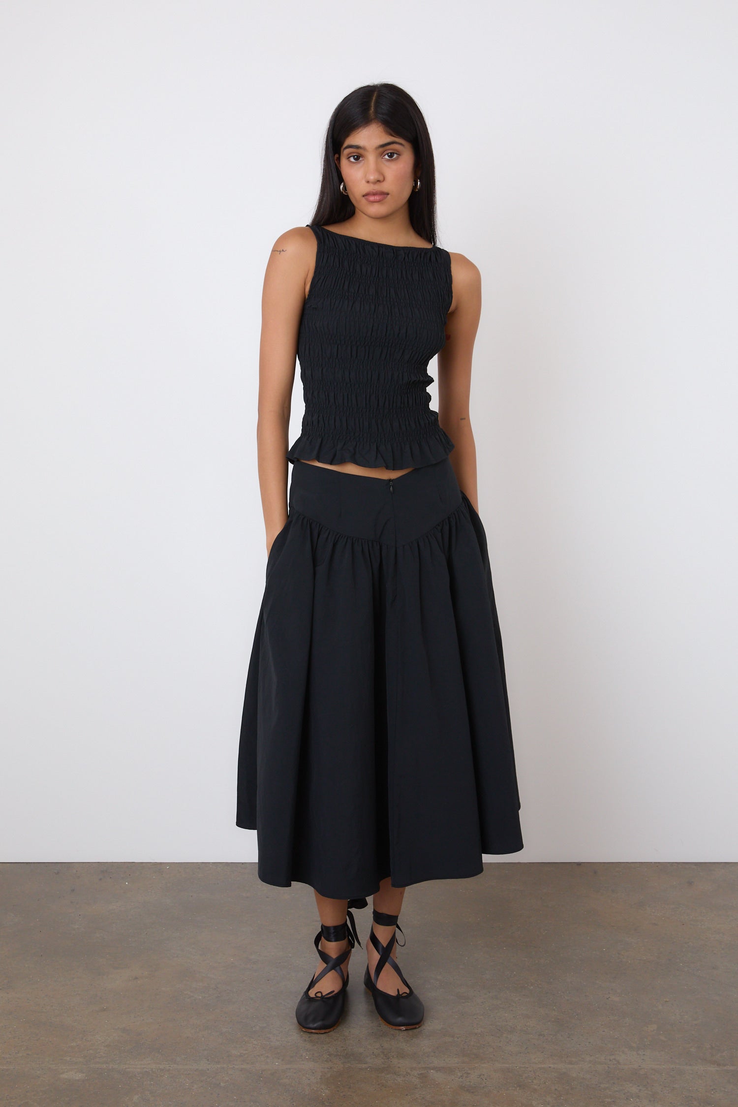 The Deba Midi Skirt, Onyx