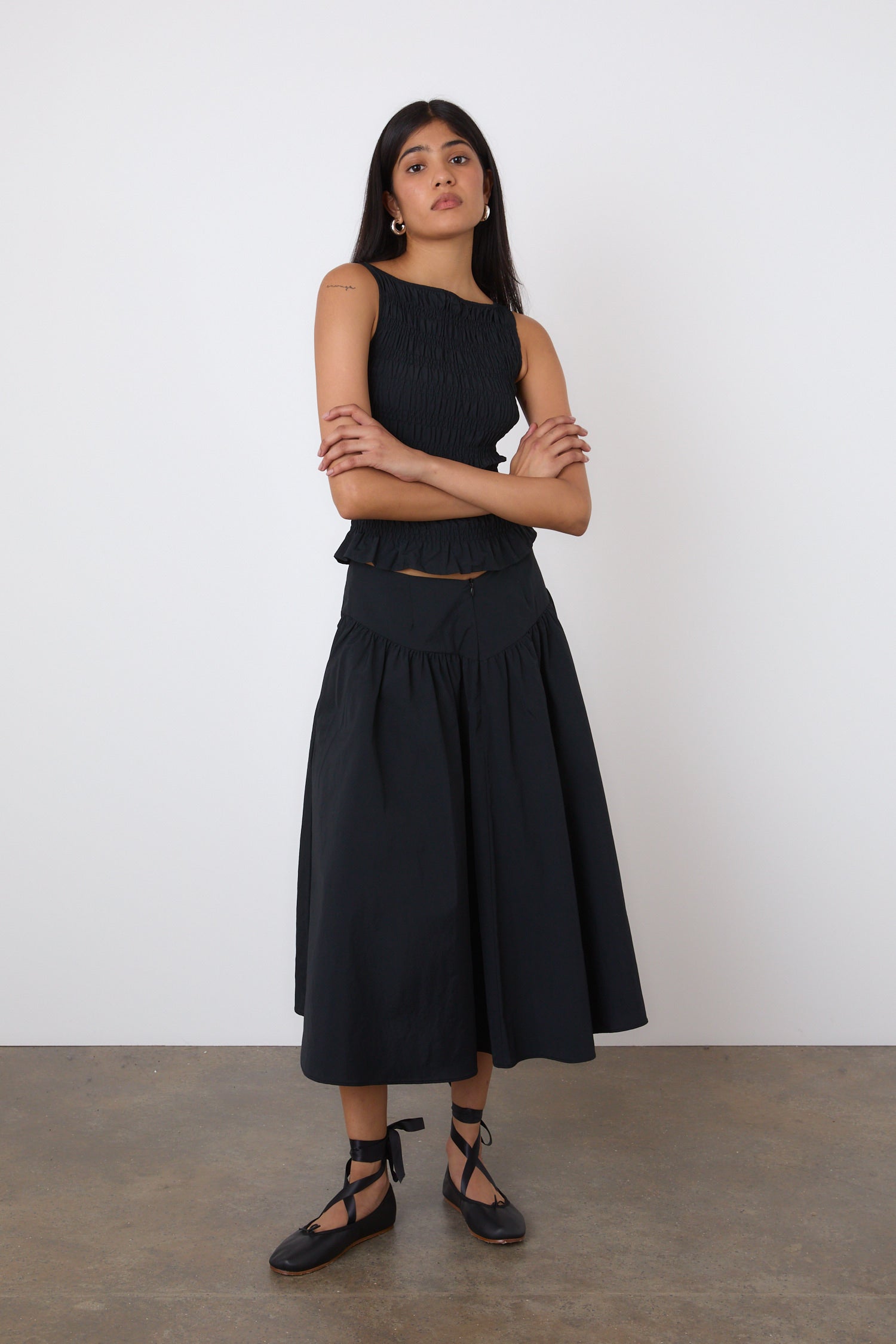 The Deba Midi Skirt, Onyx