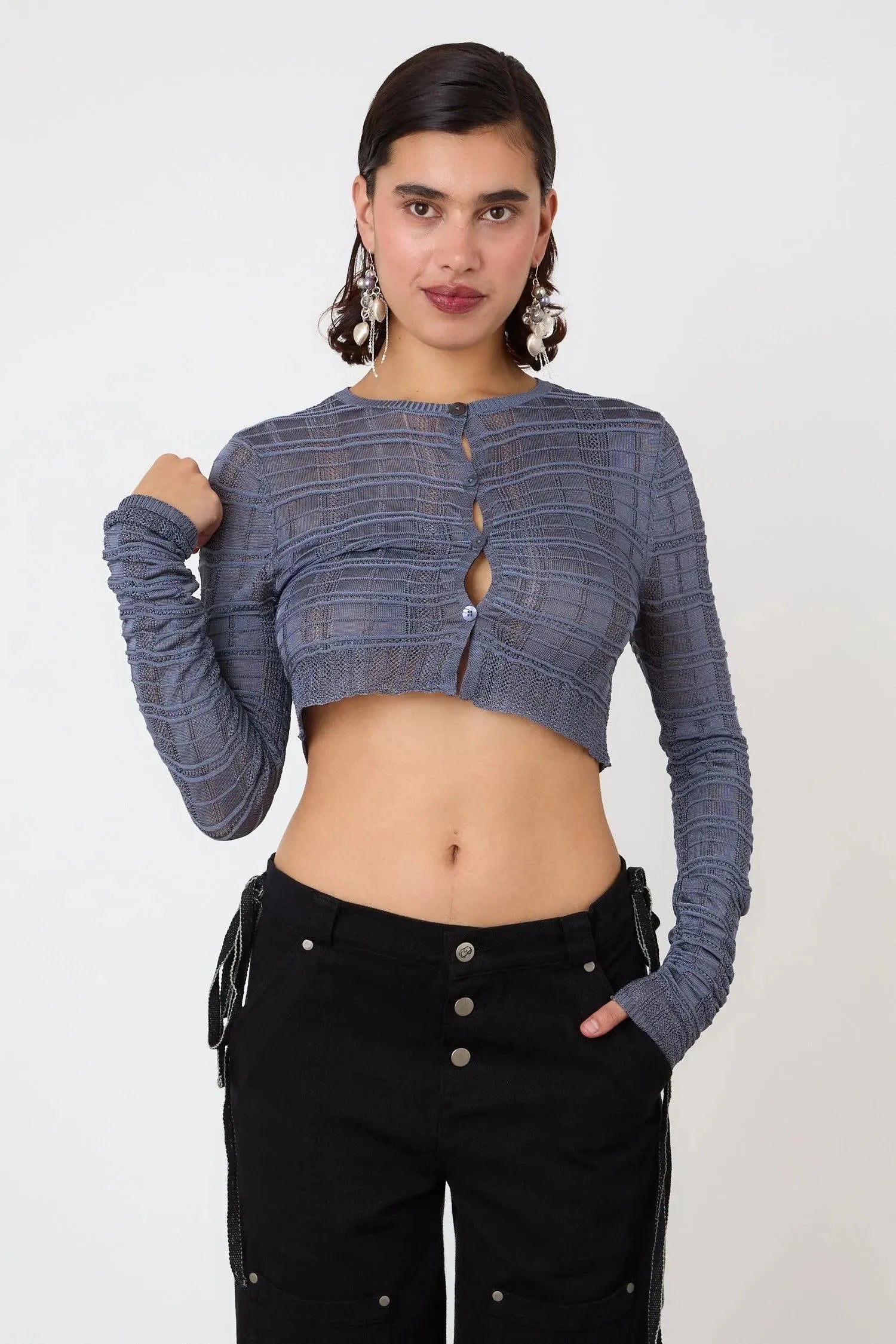 The Agnes Cropped Cardigan Deep Sea