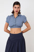 The Deba Cropped Shirt, Denim Blue - Peachy Den