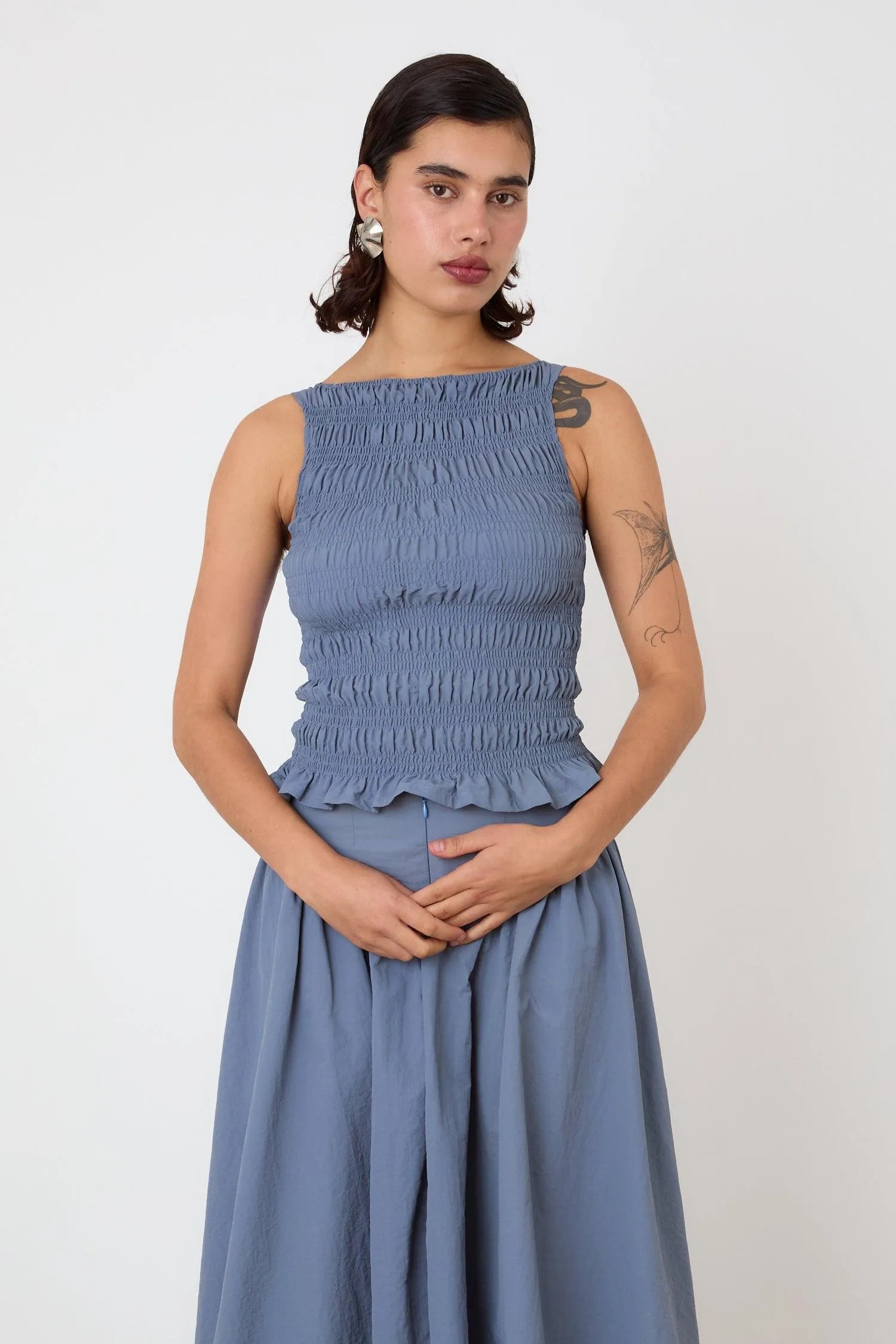 The Deba Midi Skirt, Denim Blue - Peachy Den