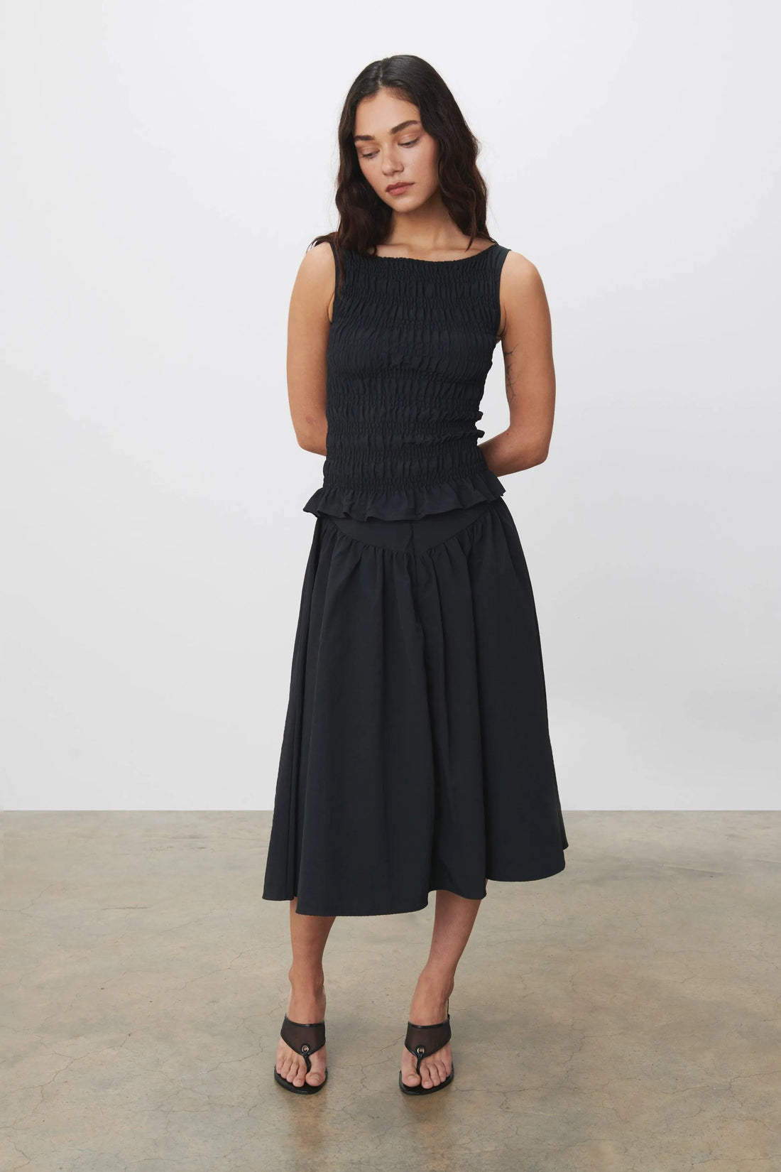 The Deba Midi Skirt, Onyx – Peachy Den