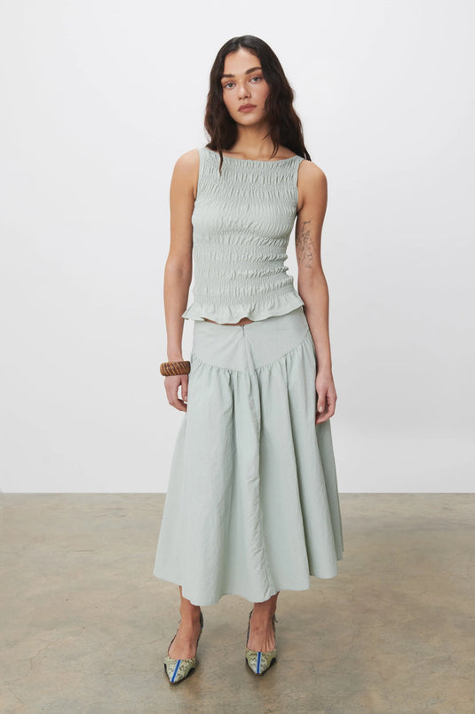 The Deba Midi Skirt, Oyster – Peachy Den