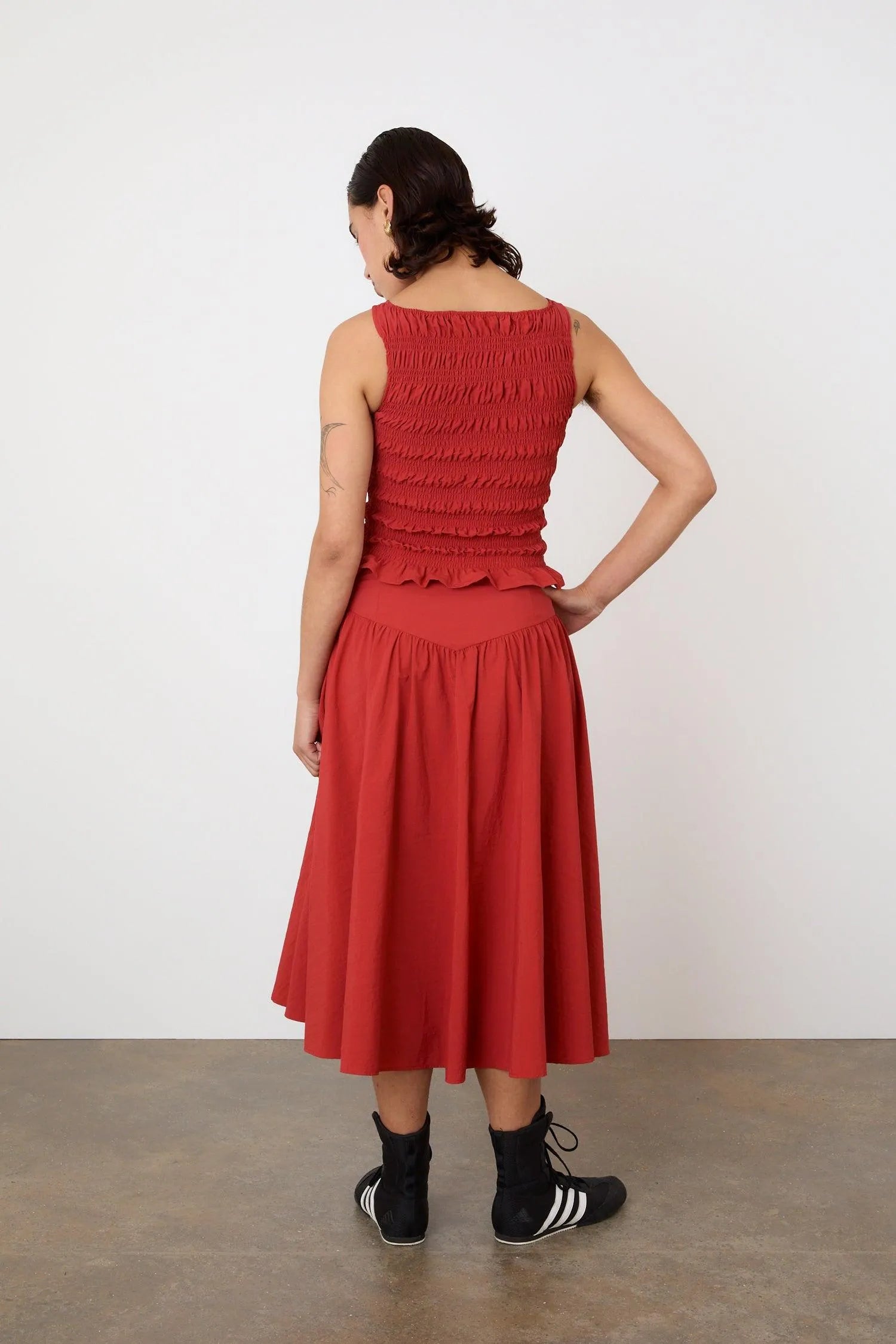 The Deba Midi Skirt, Tomato - Peachy Den