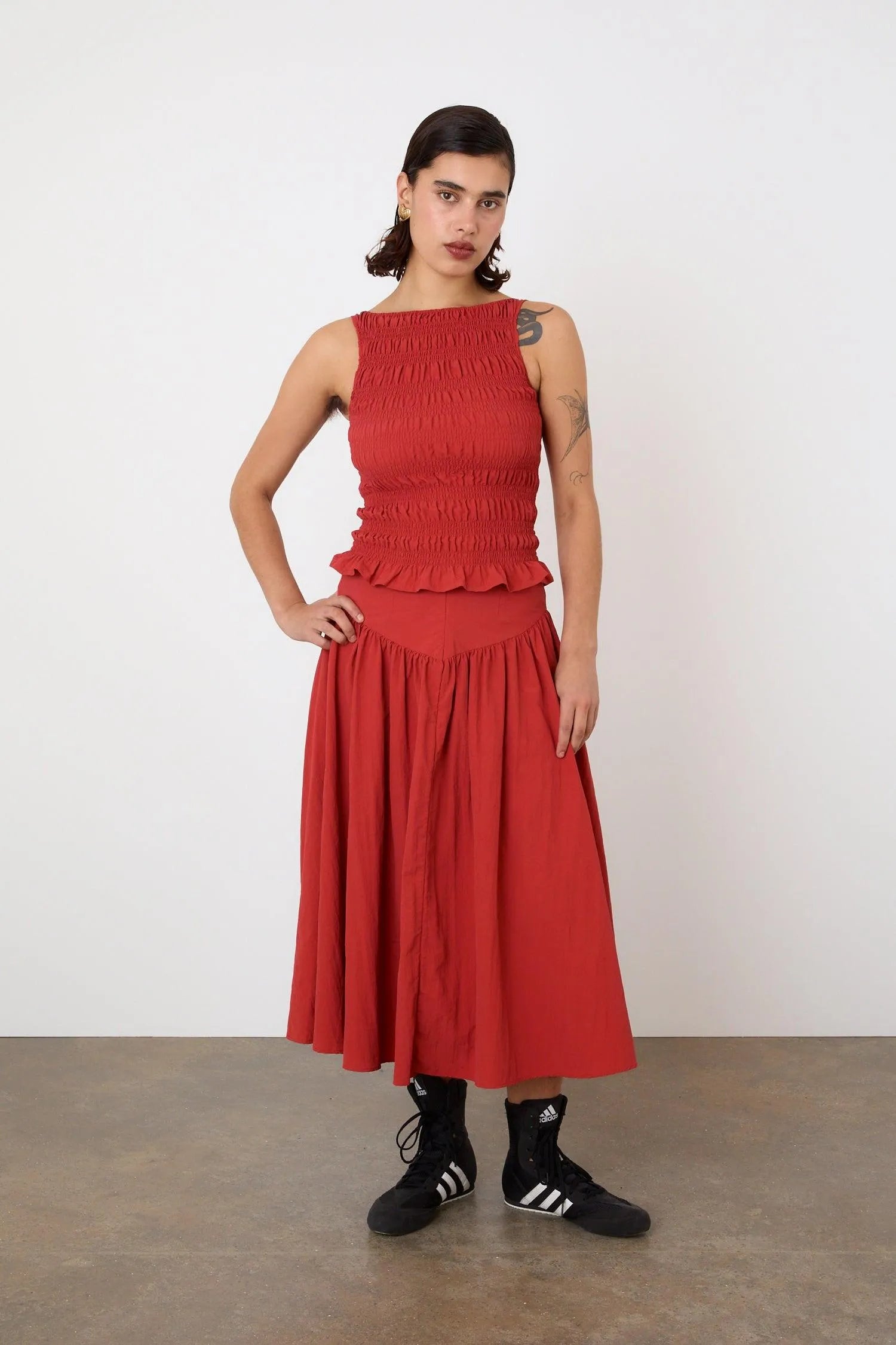 The Deba Midi Skirt, Tomato - Peachy Den