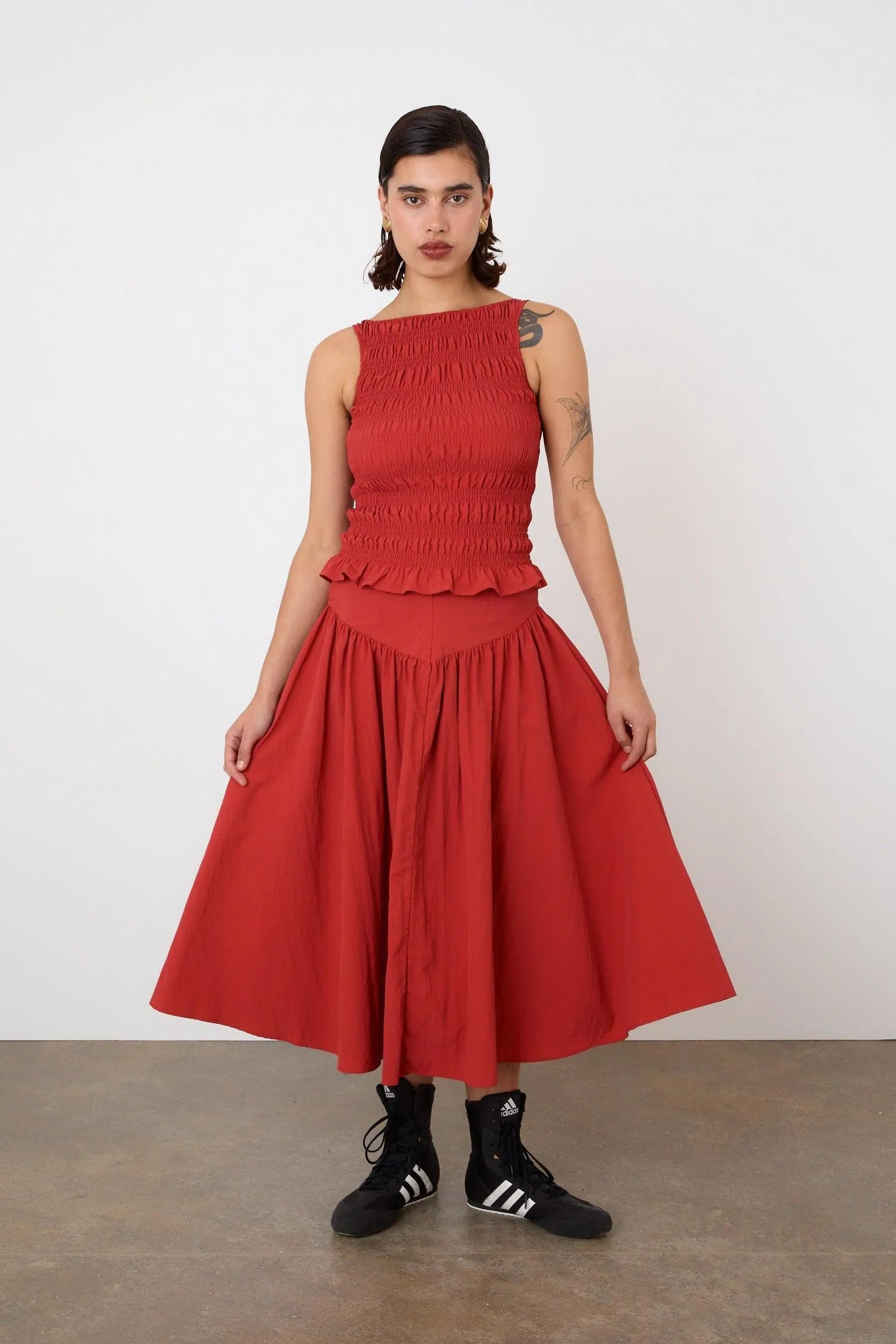 The Deba Midi Skirt, Tomato - Peachy Den