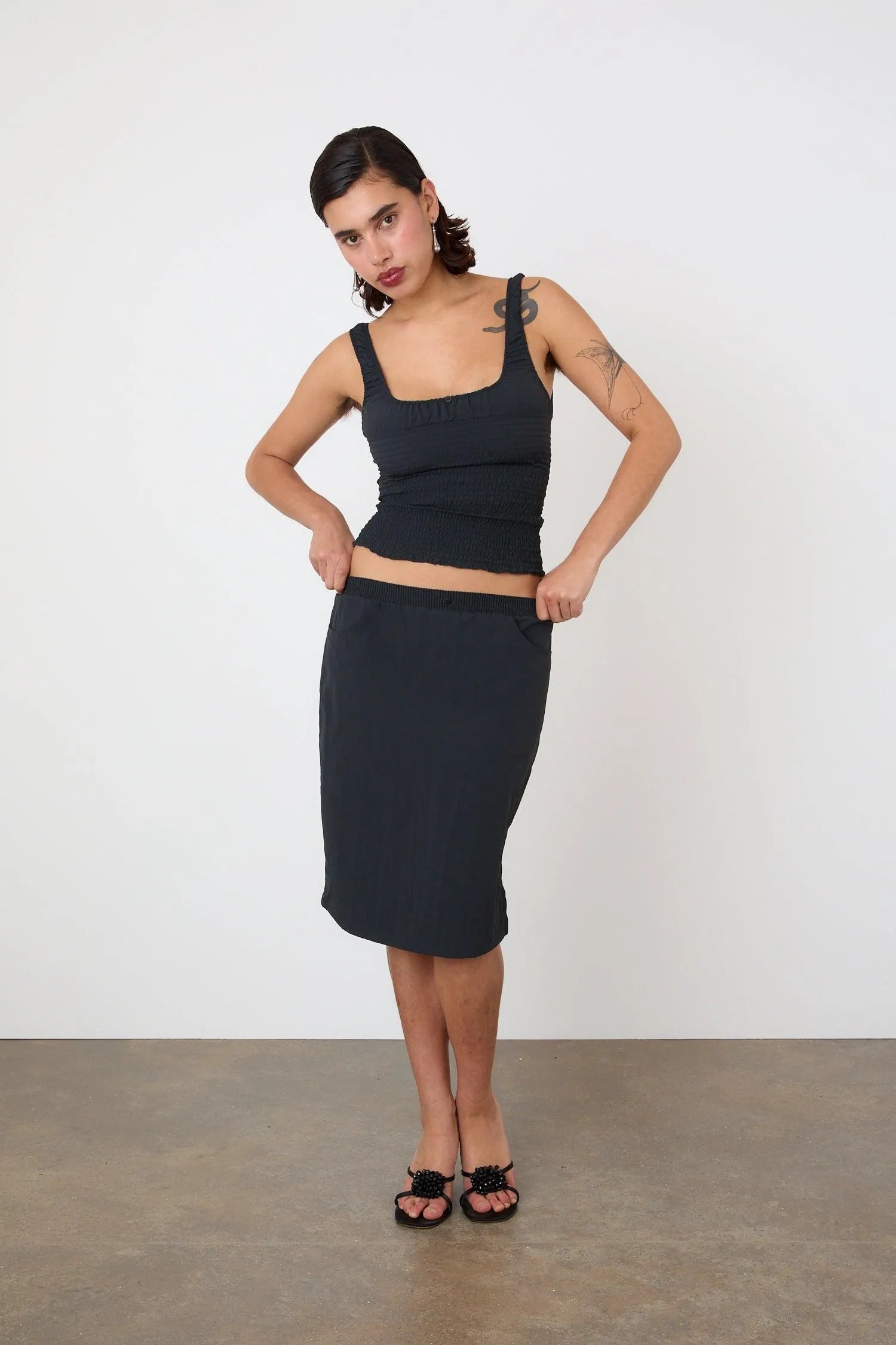 The Deba Slip Skirt, Onyx - Peachy Den